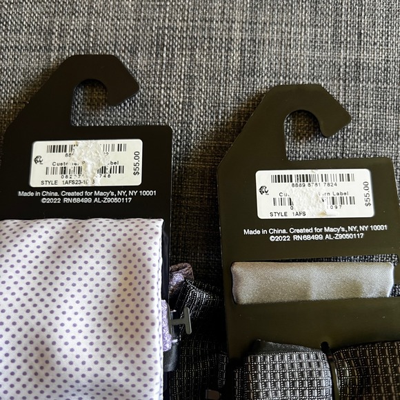 Alfani Bow Tie & Pocket Square Set Menswear Formal Gift Purple Gray NWT 0326 - Picture 3 of 3